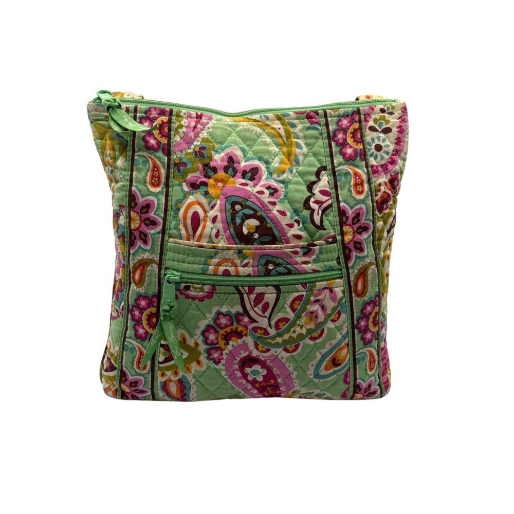 Vera Bradley Crossbody Bag Women Small Green Excellent Go Wild‎ Paisley Quilted